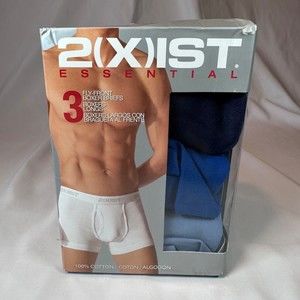2(X)IST Essential 3 Pairs Fly Front Boxer Briefs 3 Colors 100% Cotton NIB